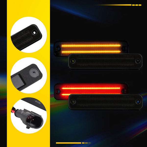 LED Side Marker Light for Hummer H2 2003-2009, Smoked Lens, Amber/Red, Front & Rear