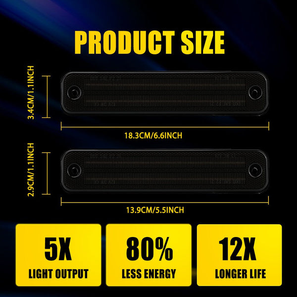 LED Side Marker Light for Hummer H2 2003-2009, Smoked Lens, Amber/Red, Front & Rear