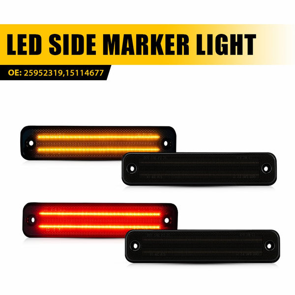 LED Side Marker Light for Hummer H2 2003-2009, Smoked Lens, Amber/Red, Front & Rear