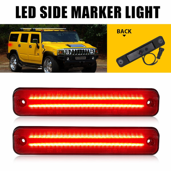 LED Side Marker Light for Hummer H2 2003-2009, Smoked Lens, Red, Rear