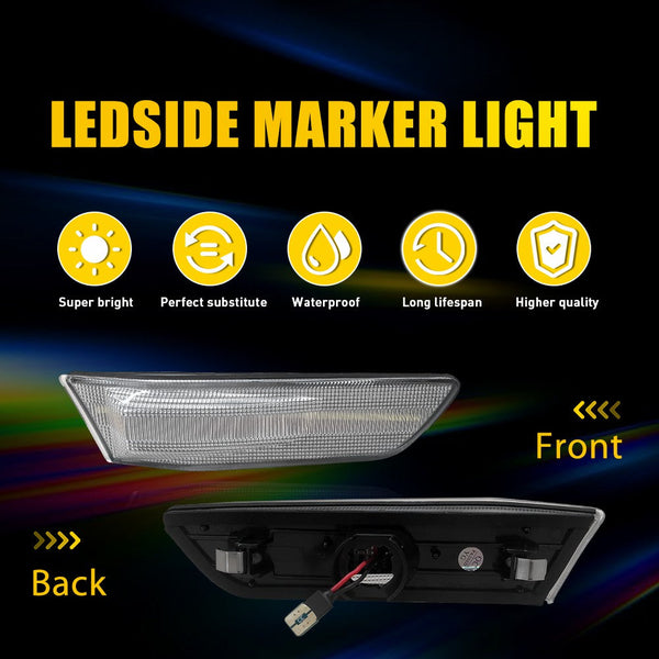 LED Side Marker Light for Infiniti G35 Coupe 2003-2007, Clear Lens, White, Front Bumper