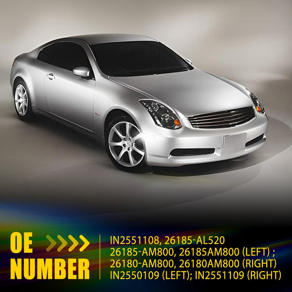 LED Side Marker Light for Infiniti G35 Coupe 2003-2007, Clear Lens, White, Front Bumper