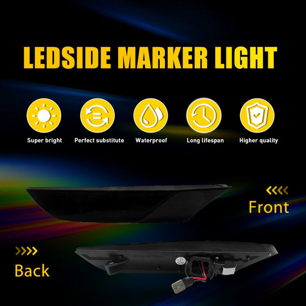 LED Side Marker Light for Infiniti G35 Sedan 2003-2006, Smoked Lens, White, Front Bumper