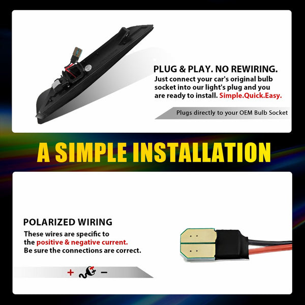 LED Side Marker Light for Infiniti G35 Sedan 2003-2006, Smoked Lens, White, Front Bumper