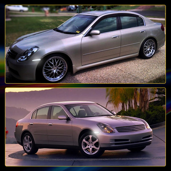 LED Side Marker Light for Infiniti G35 Sedan 2003-2006, Smoked Lens, White, Front Bumper