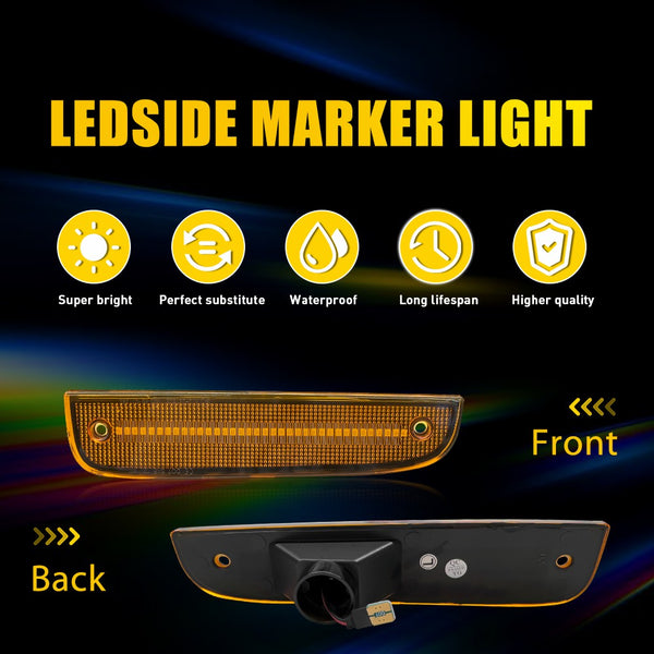 LED Side Marker Light for Jeep Cherokee 1997-2001, Amber, Front Fender