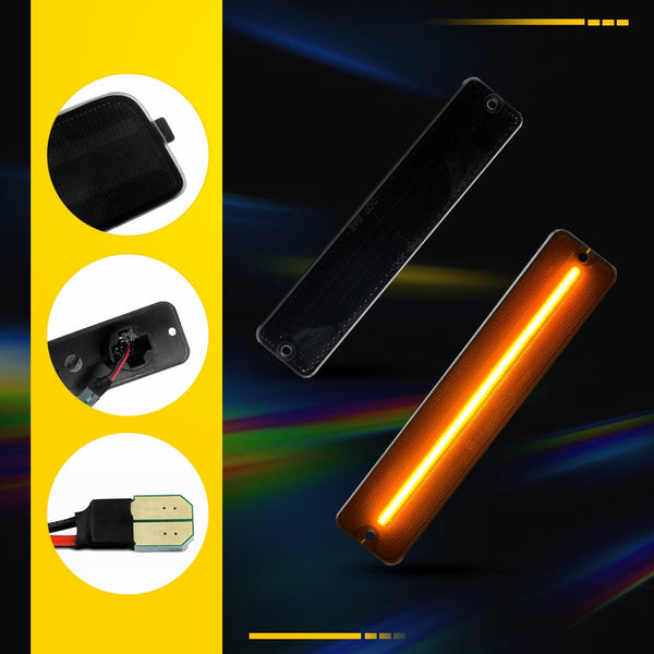 LED Side Marker Light for Jeep Grand Wagoneer 1984-1991, Smoked Lens, Front L&R