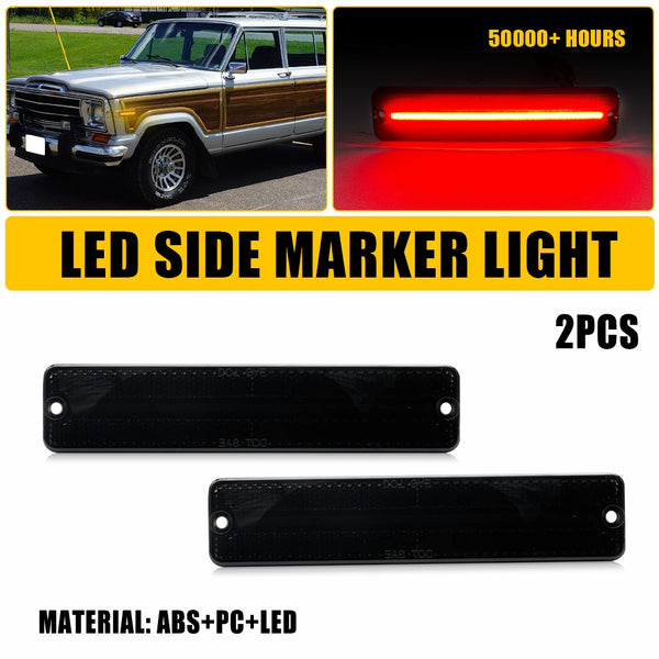 LED Side Marker Light for Jeep Grand Wagoneer 1984-1991, Smoked Lens, Rear L&R