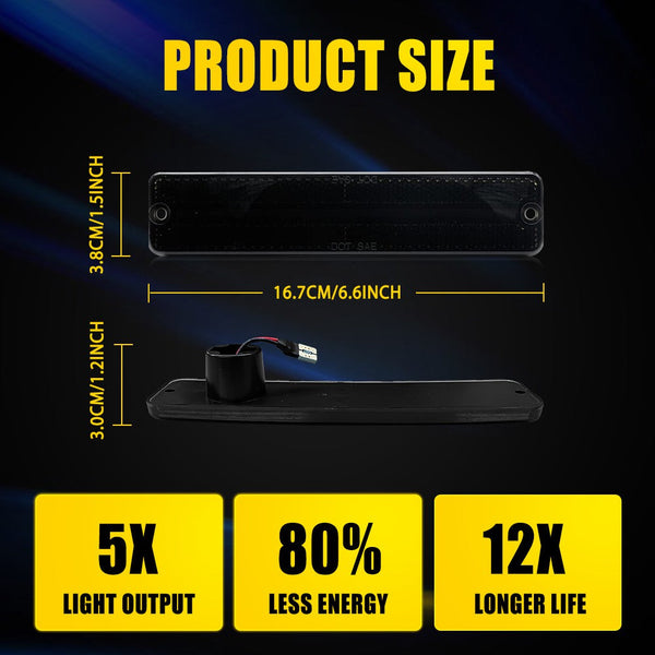 LED Side Marker Light for Jeep Grand Wagoneer 1984-1991, Smoked Lens, Rear L&R