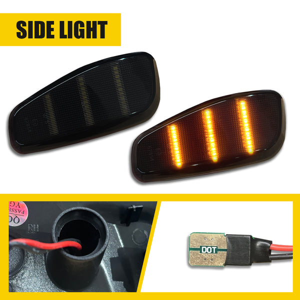 LED Side Marker Light for Jeep Renegade 2015-2023, Smoked Lens, Amber, Front