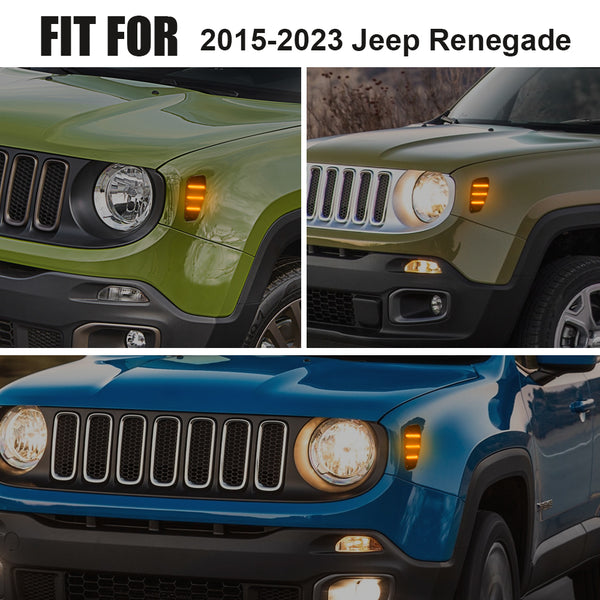 LED Side Marker Light for Jeep Renegade 2015-2023, Smoked Lens, Amber, Front