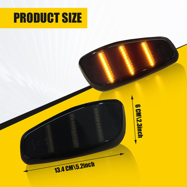 LED Side Marker Light for Jeep Renegade 2015-2023, Smoked Lens, Amber, Front