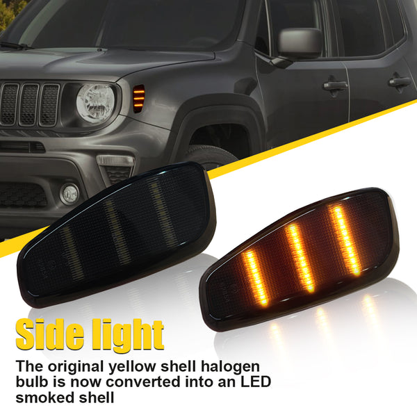 LED Side Marker Light for Jeep Renegade 2015-2023, Smoked Lens, Amber, Front