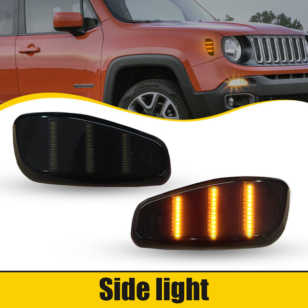 LED Side Marker Light for Jeep Renegade 2015-2023, Smoked Lens, Amber, Front