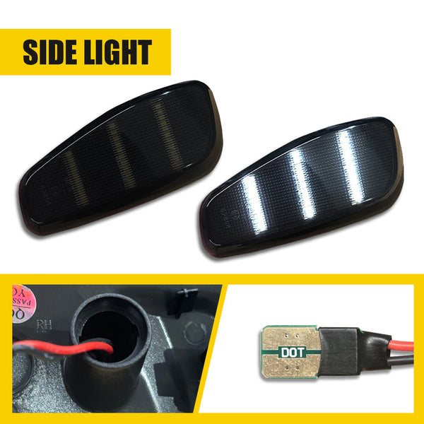 LED Side Marker Light for Jeep Renegade 2015-2023, Smoked Lens, White, Front