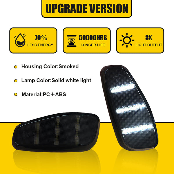 LED Side Marker Light for Jeep Renegade 2015-2023, Smoked Lens, White, Front