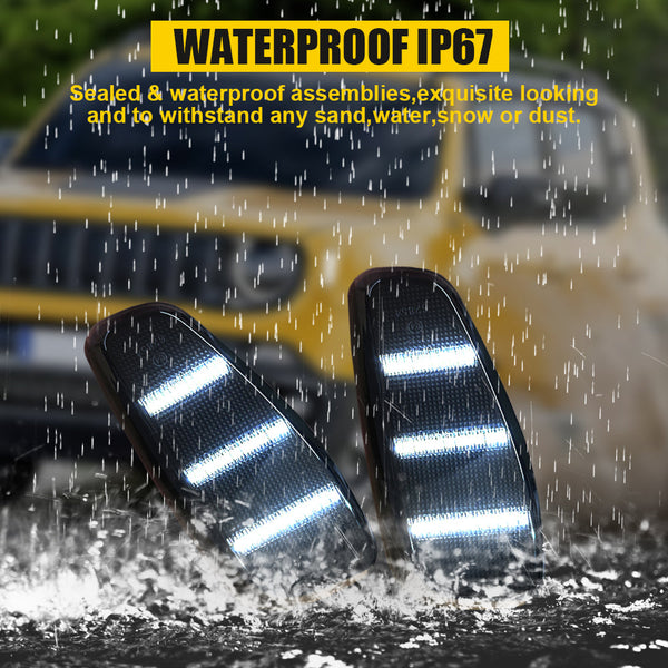 LED Side Marker Light for Jeep Renegade 2015-2023, Smoked Lens, White, Front