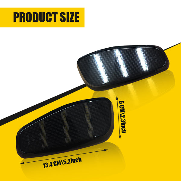 LED Side Marker Light for Jeep Renegade 2015-2023, Smoked Lens, White, Front