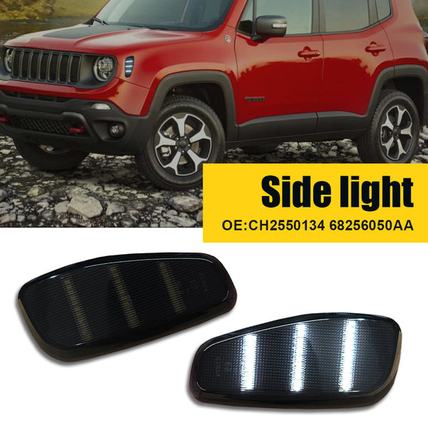 LED Side Marker Light for Jeep Renegade 2015-2023, Smoked Lens, White, Front