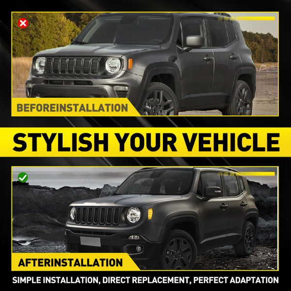 LED Side Marker Light for Jeep Renegade 2015-2025, Clear Lens, Amber, L&R Fender