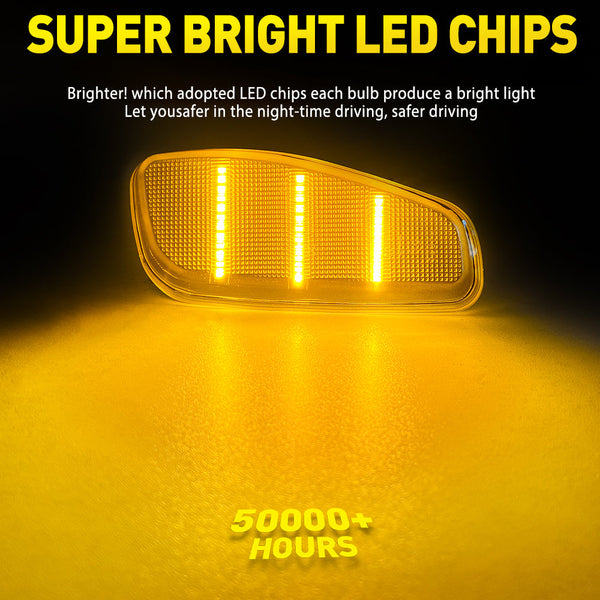 LED Side Marker Light for Jeep Renegade 2015-2025, Clear Lens, Amber, L&R Fender