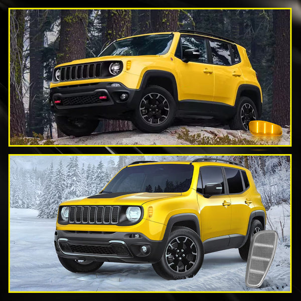 LED Side Marker Light for Jeep Renegade 2015-2025, Clear Lens, Amber, L&R Fender