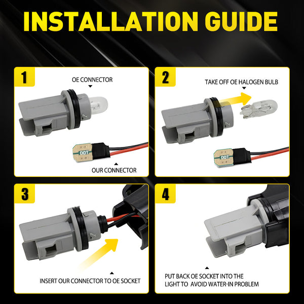 LED Side Marker Light for Jeep Renegade 2015-2025, Clear Lens, Amber, L&R Fender