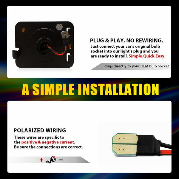 LED Side Marker Light for Jeep Wrangler JK 2007-2018, Amber Lens, Front Fender