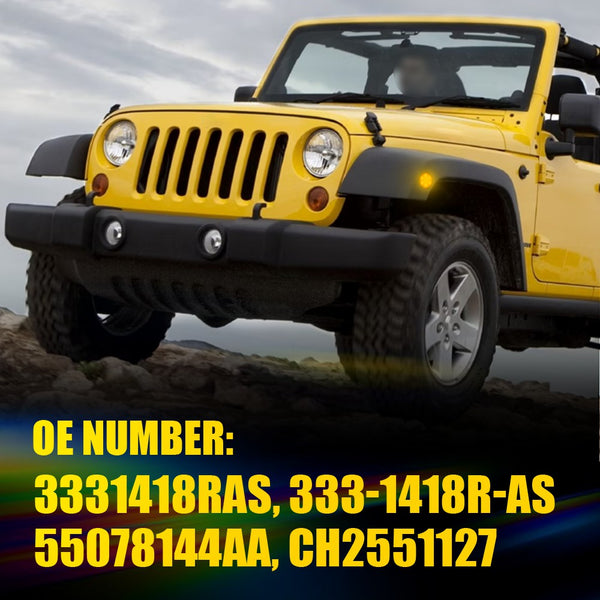 LED Side Marker Light for Jeep Wrangler JK 2007-2018, Amber Lens, Front Fender