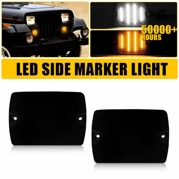 LED Side Marker Light for Jeep Wrangler YJ 1987-1995, Smoked Lens, Turn Signal