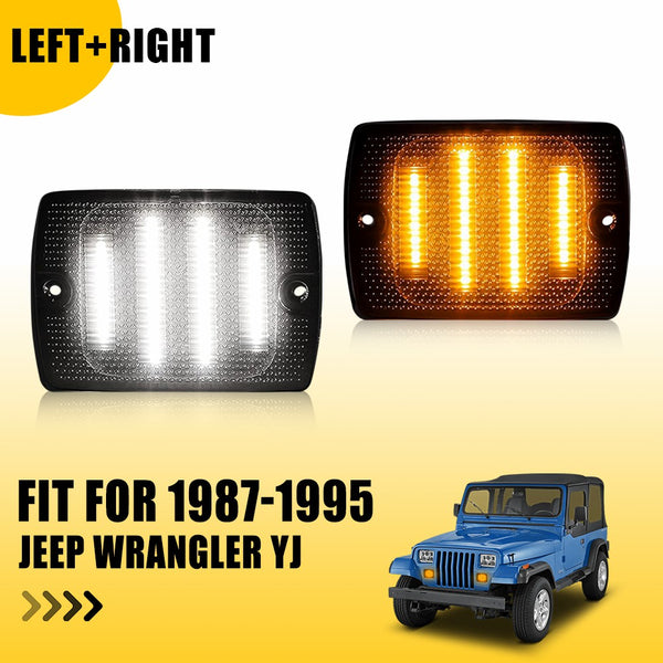 LED Side Marker Light for Jeep Wrangler YJ 1987-1995, Smoked Lens, Turn Signal