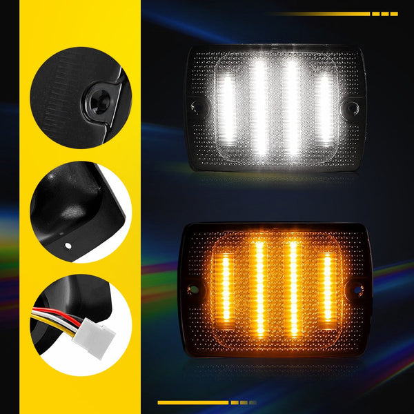 LED Side Marker Light for Jeep Wrangler YJ 1987-1995, Smoked Lens, Turn Signal