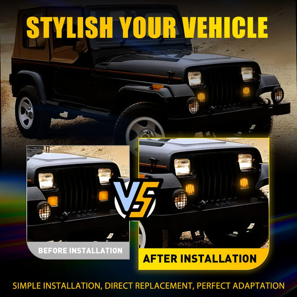 LED Side Marker Light for Jeep Wrangler YJ 1987-1995, Smoked Lens, Turn Signal