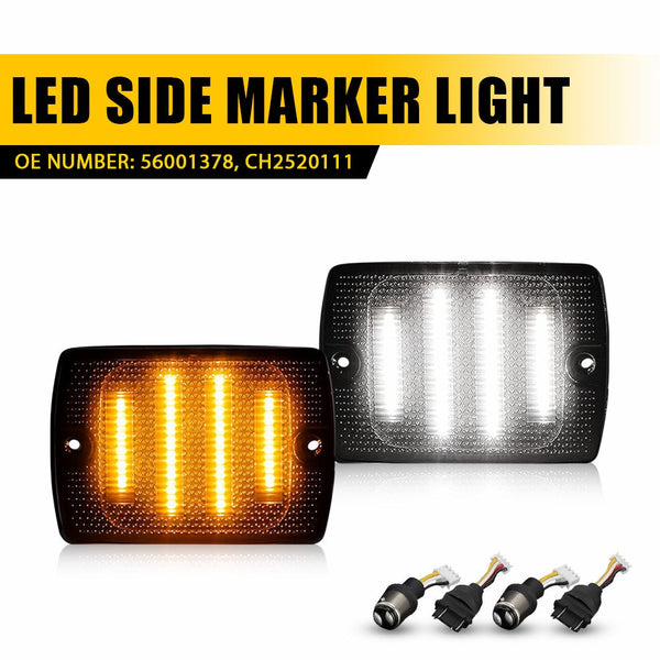 LED Side Marker Light for Jeep Wrangler YJ 1987-1995, Smoked Lens, Turn Signal