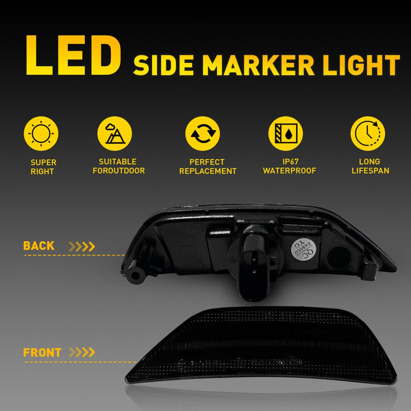 LED Side Marker Light for Kia K5 2021-2024, Smoked Lens, Amber, Front Bumper