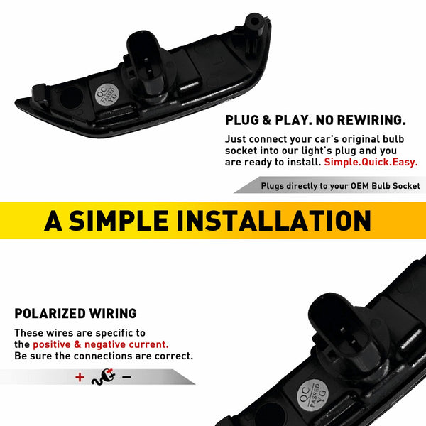 LED Side Marker Light for Kia K5 2021-2024, Smoked Lens, Amber, Front Bumper