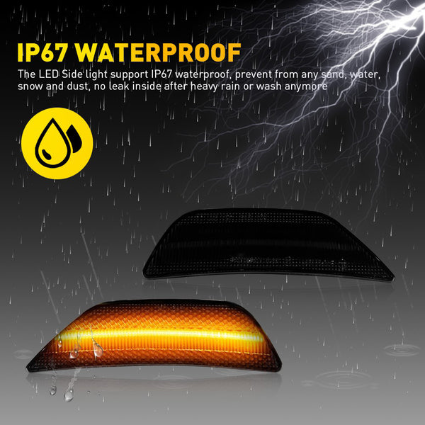 LED Side Marker Light for Kia K5 2021-2024, Smoked Lens, Amber, Front Bumper