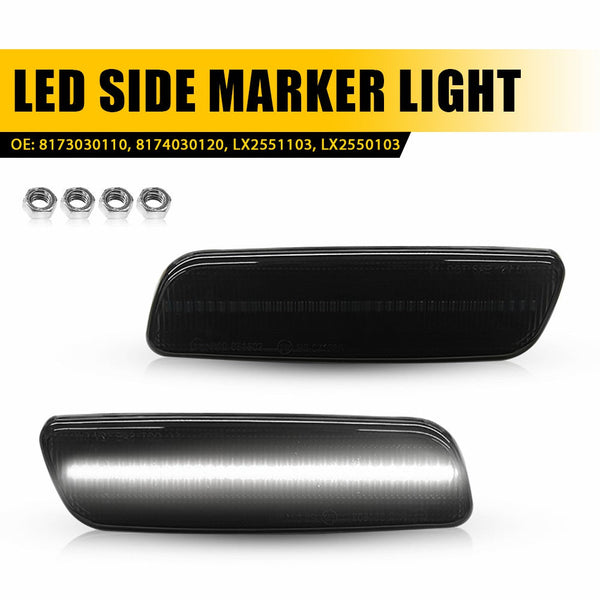 LED Side Marker Light for Lexus IS300 2001-2005/GS430 & Toyota Prius, Smoked Lens, White