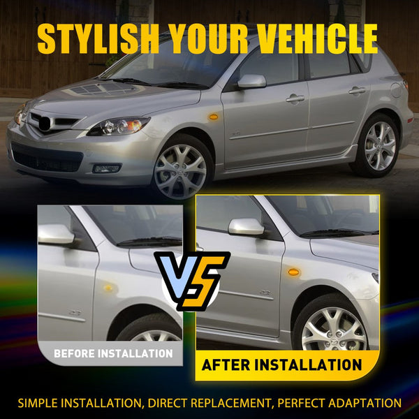 LED Side Marker Light for Mazda 2/3/5/MPV, Dark Smoked, Amber, Front Fender L&R