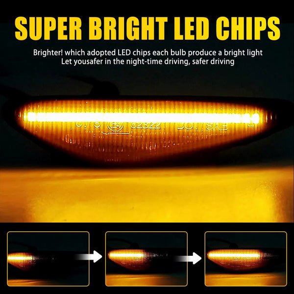 LED Side Marker Light for Mazda MX-5 Miata/RX-8, Dark Smoked, Amber, Sequential