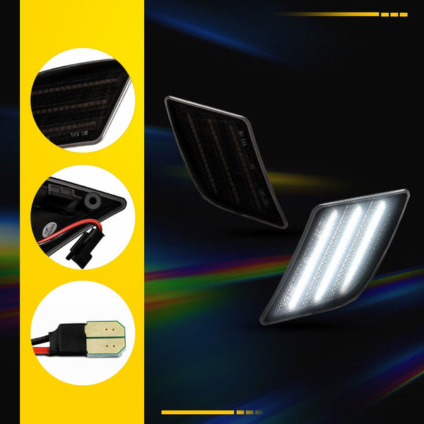 LED Side Marker Light for Mercedes-Benz C-Class W204 2008-2011, Smoked Lens, White