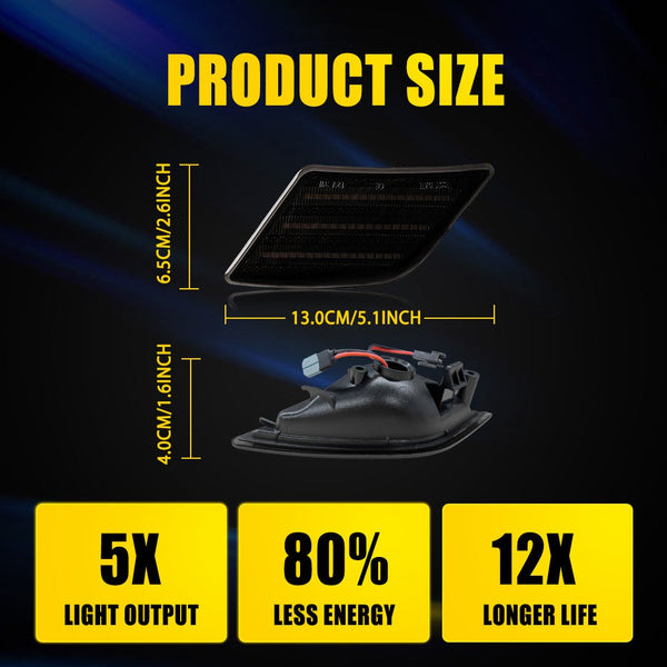 LED Side Marker Light for Mercedes-Benz C-Class W204 2008-2011, Smoked Lens, White