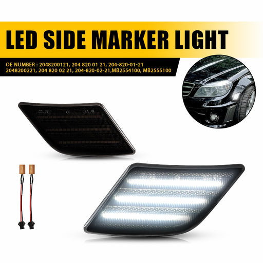 LED Side Marker Light for Mercedes-Benz C-Class W204 2008-2011, Smoked Lens, White