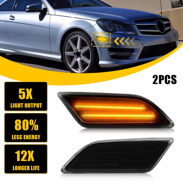 LED Side Marker Light for Mercedes C-Class C300/C350/C63 AMG 2012-2014, Amber, Front