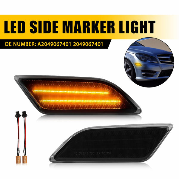 LED Side Marker Light for Mercedes C-Class C300/C350/C63 AMG 2012-2014, Amber, Front