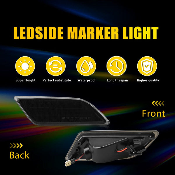 LED Side Marker Light for Mercedes W204 C250/C300, Smoked Lens, White, Front