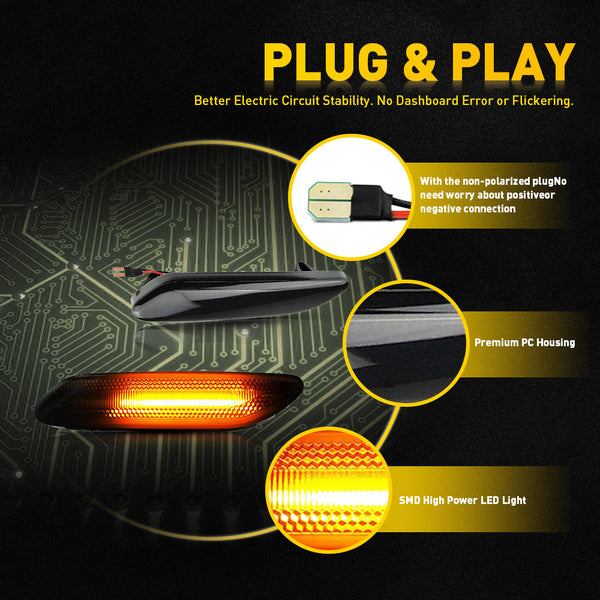 LED Side Marker Light for Mini Cooper Countryman R60/R61, Sequential Turn Signal