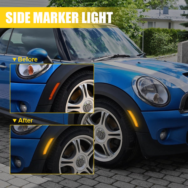 LED Side Marker Light for MINI Cooper R55/R56/R57/R58/R59/R60/R61, Amber, Front