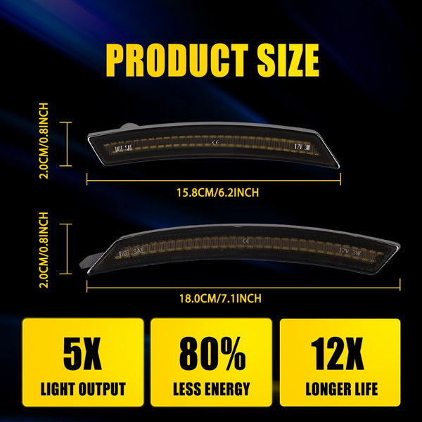 LED Side Marker Light for MINI Cooper R55/R56/R57/R58/R59/R60, Smoked Lens, Front & Rear