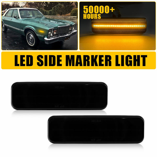 LED Side Marker Light for Plymouth Barracuda/Satellite 1972-1974, Smoked Lens, Front